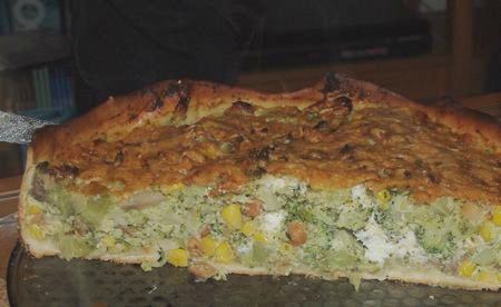 Broccolitaart, gesneden