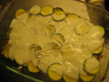 Courgetteplakjes met béchamelsaus