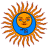 draaiende, knipogende zon