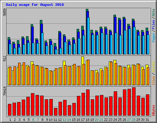 Daily usage for August 2016