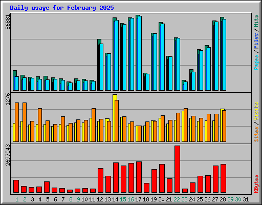 Daily usage for February 2025